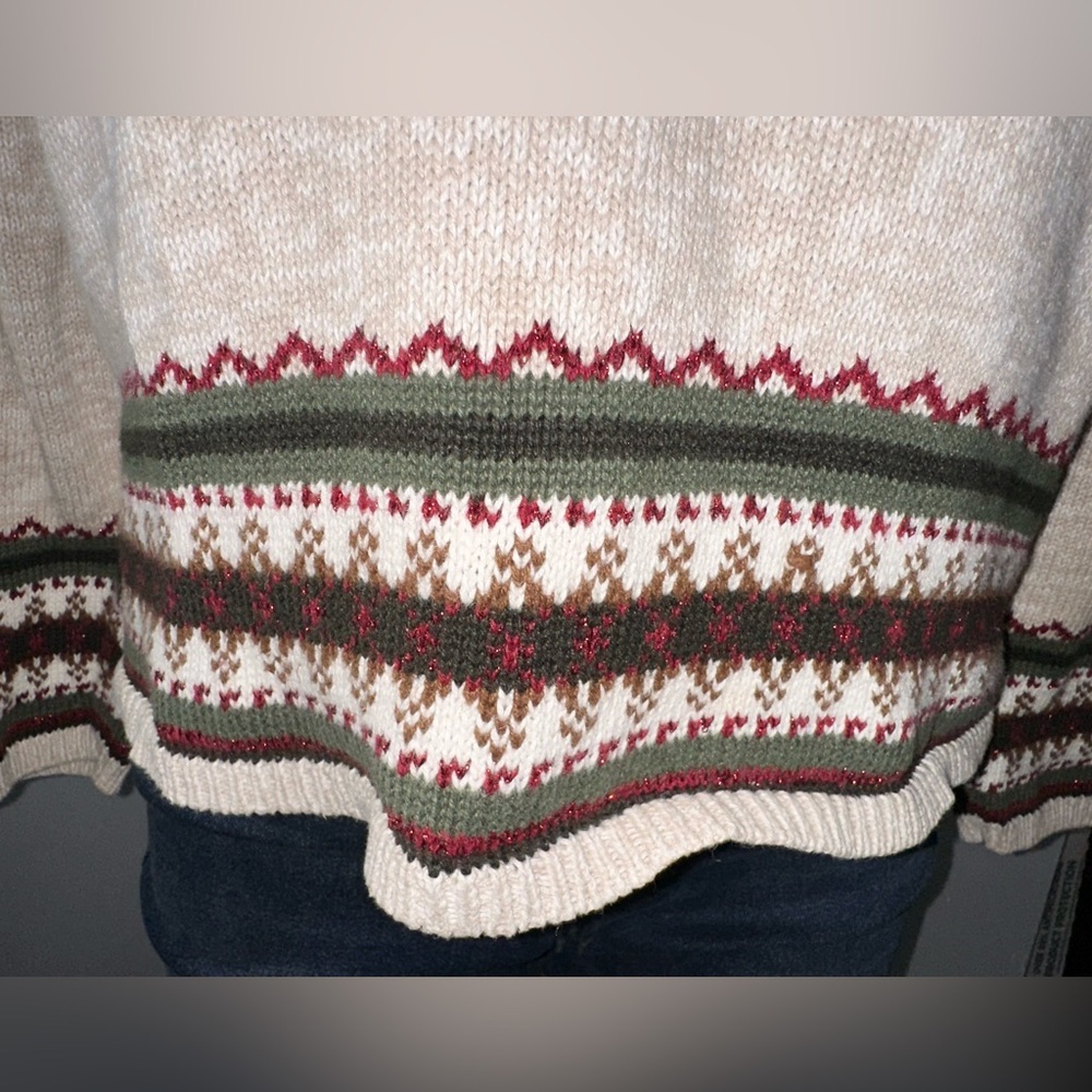 Christopher & Banks Women’s Beige Embroidered‎ Long Sleeve Size L Knit Sweater - Picture 7 of 13